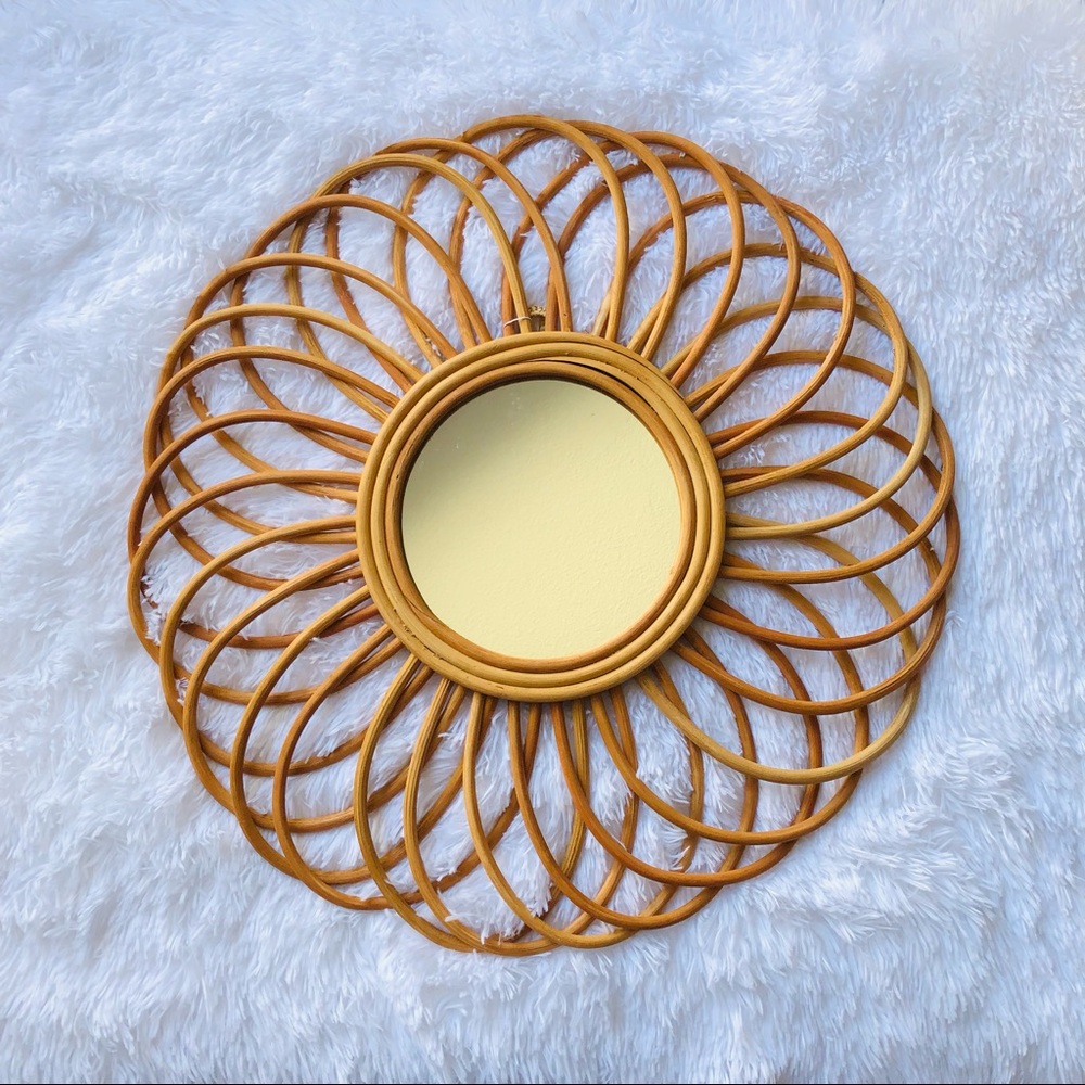 Large Round Rattan Mirror 22.5”